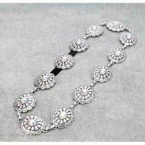 NEW BLUE TORTOISE iridescent oval concho hatband in silver